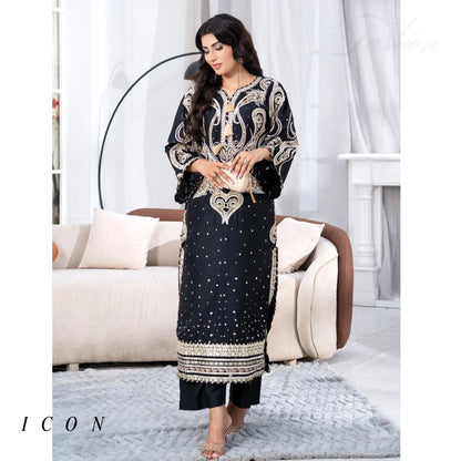 UA-286 Embroidered Viscose Silk Co-Ords Set | Umnaa