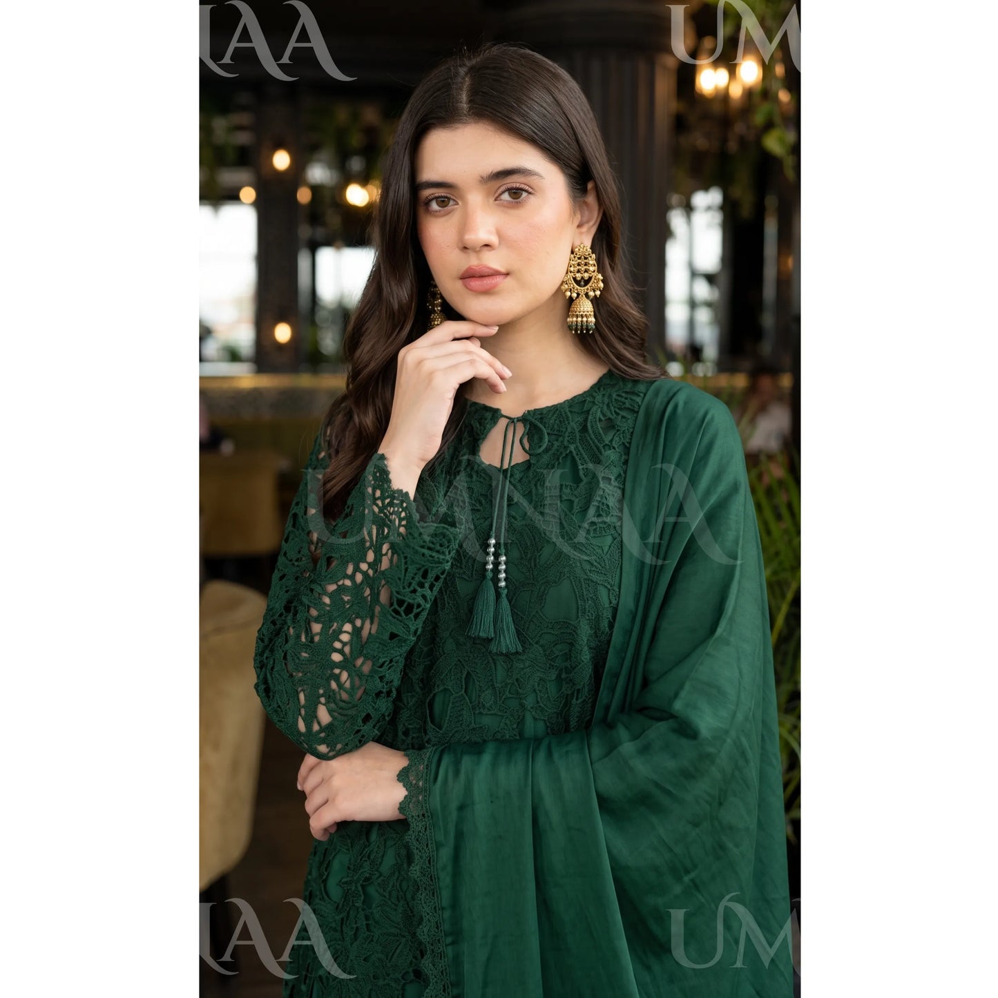 UA-290 Qureshia Silk Sharara 3 Pc | Umnaa