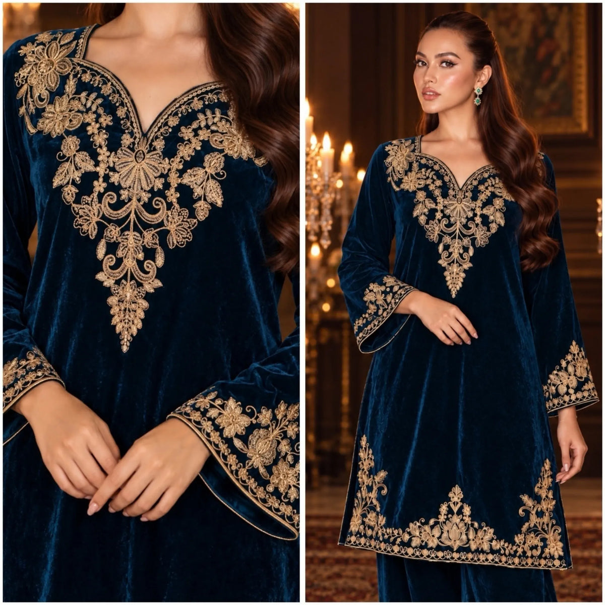 RA-42 Mehr-e-Noor Luxury Velvet Co-Ords | Raniya.h
