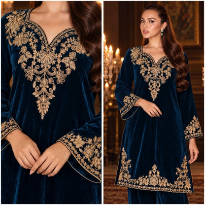RA-42 Mehr-e-Noor Luxury Velvet Co-Ords | Raniya.h