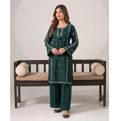 UA-305 Embroidered Dhanak Co-Ord set | Umnaa