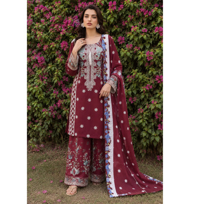 UA-310 Embroidered Dhanak Farshi Shalwar 3 Pc | Umnaa
