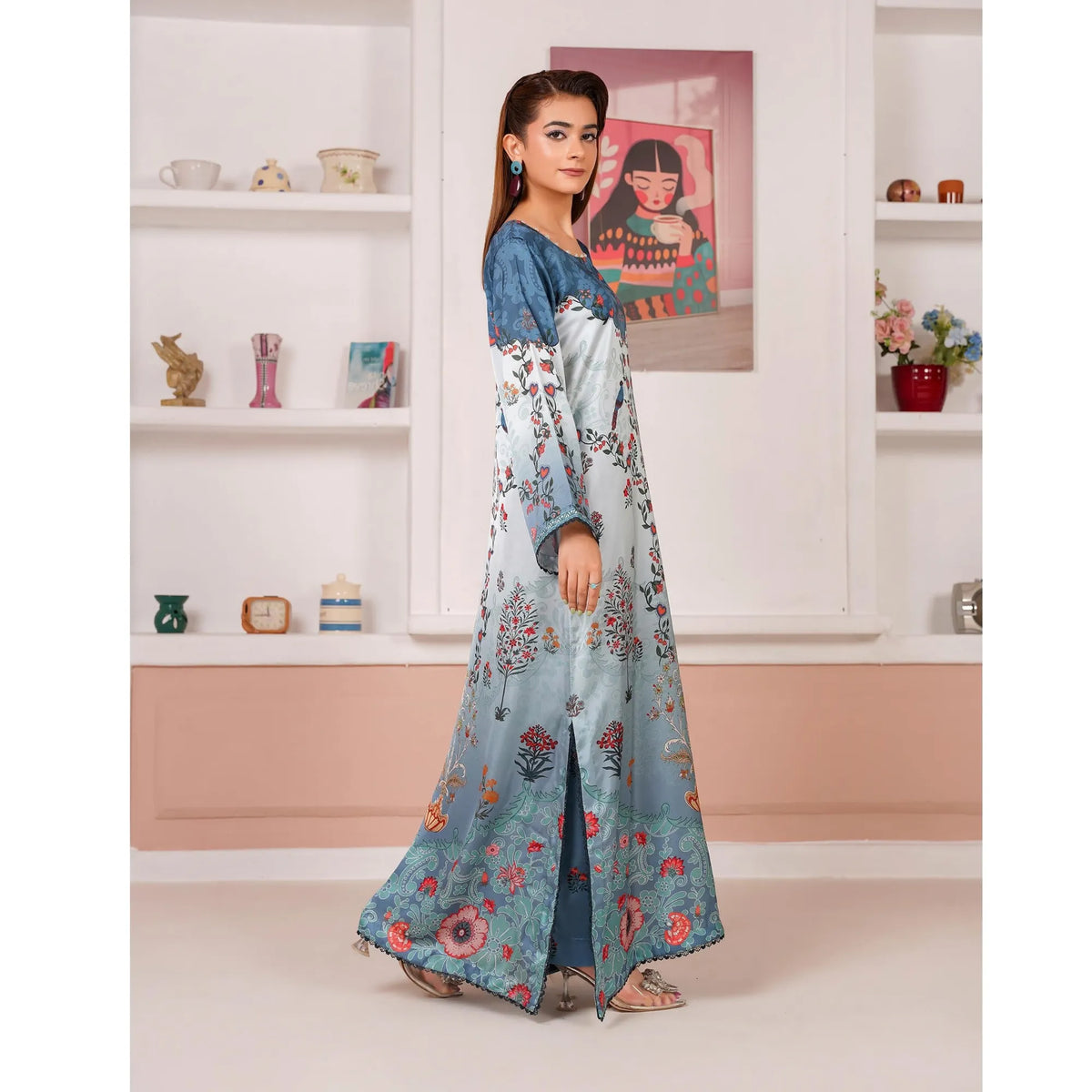 UA-312 Printed Shamooz Silk Printed Kaftan Style Co-Ord Set| Umnaa