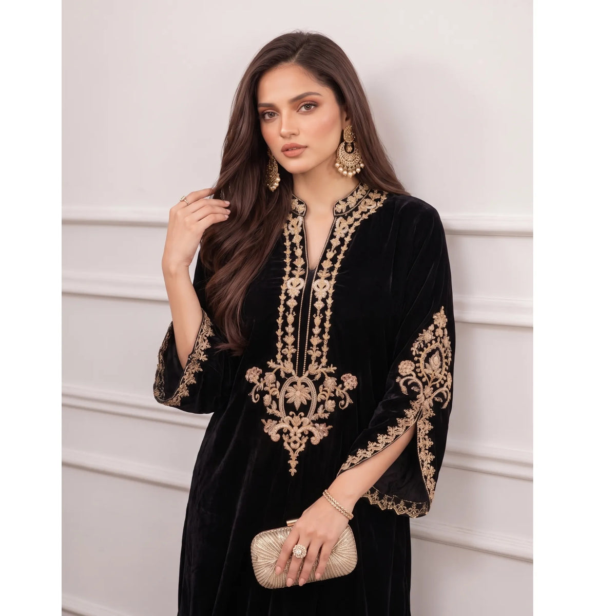 UA-316 Luxury Velvet Kaftan Style Co-Ord Set | Umnna