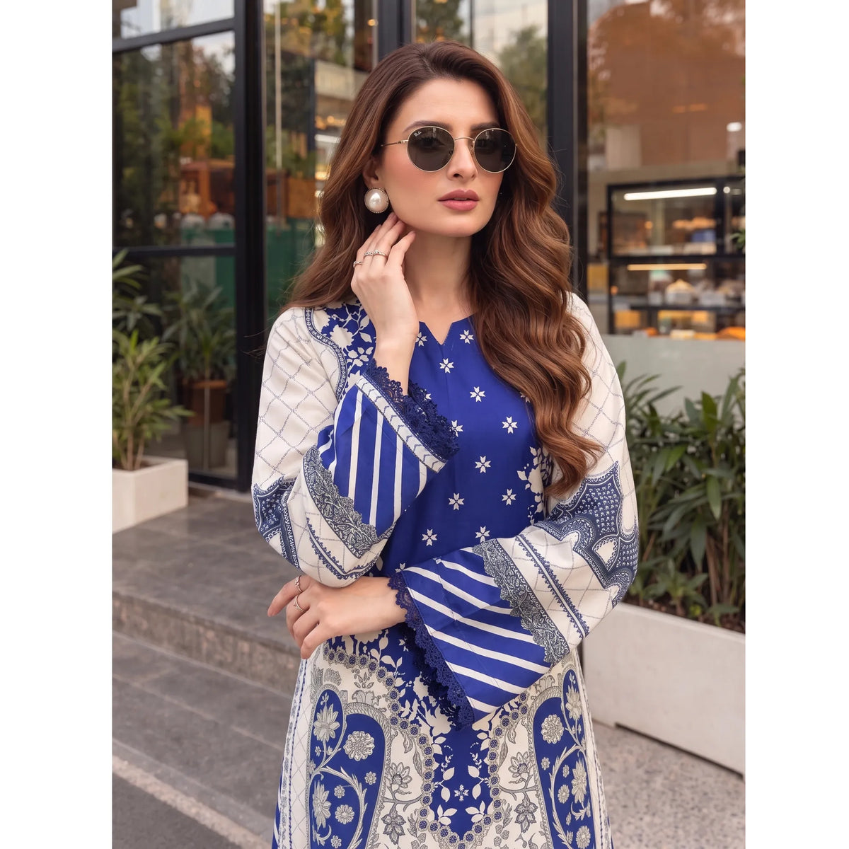 UA-319 Printed Shamooz Silk Kaftan Co-Ords 2 Pc | Umnaa