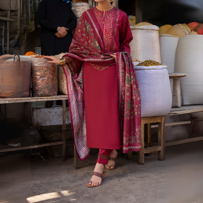 UCA-15 3 Pc Embroidered Cambric Cotton Ready to Wear Eid Collection by Casuallite