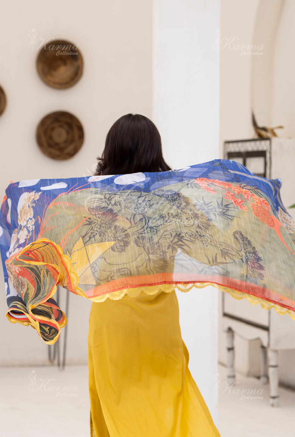 KC- 1385 | Mustard | 3 Pc | Chikenkari Cotton Lawn | Karma Collection