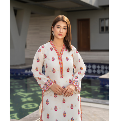 UA-89 2 Pc Embroidered Lawn Co-Ords Set | Ready to Wear | Umnaa