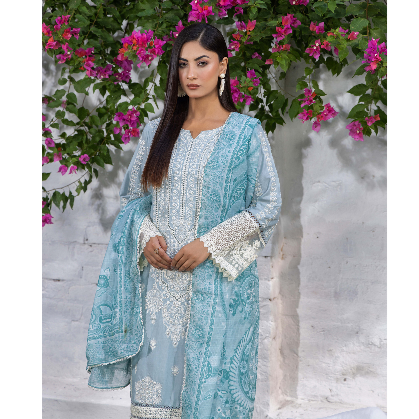 UTT-05 Embroidered Cambric Cotton 3 Pc Ready to wear Collection | Traditional Thread