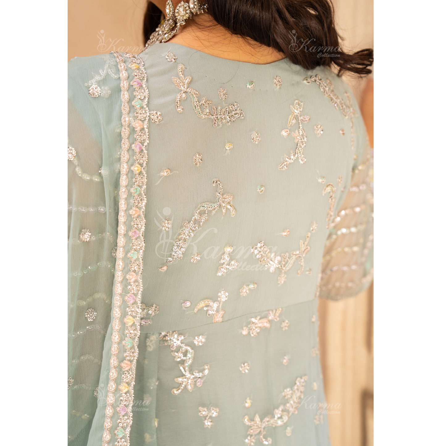 Luxury Embroidered Chiffon Party wear dress  | Wedding Collection | karma Collection | UMKC01201