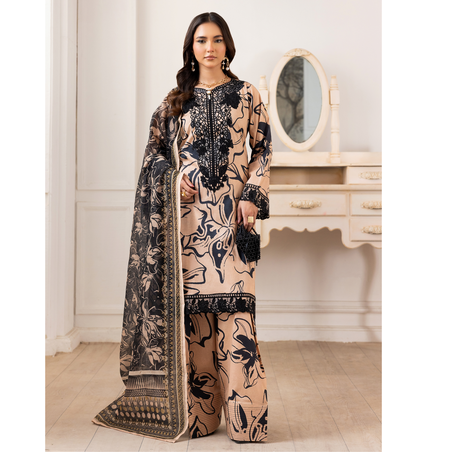 RA-15 Embroidered Trending Printed Farshi Shalwar Lawn Collection 3 Pc | Raniya.h