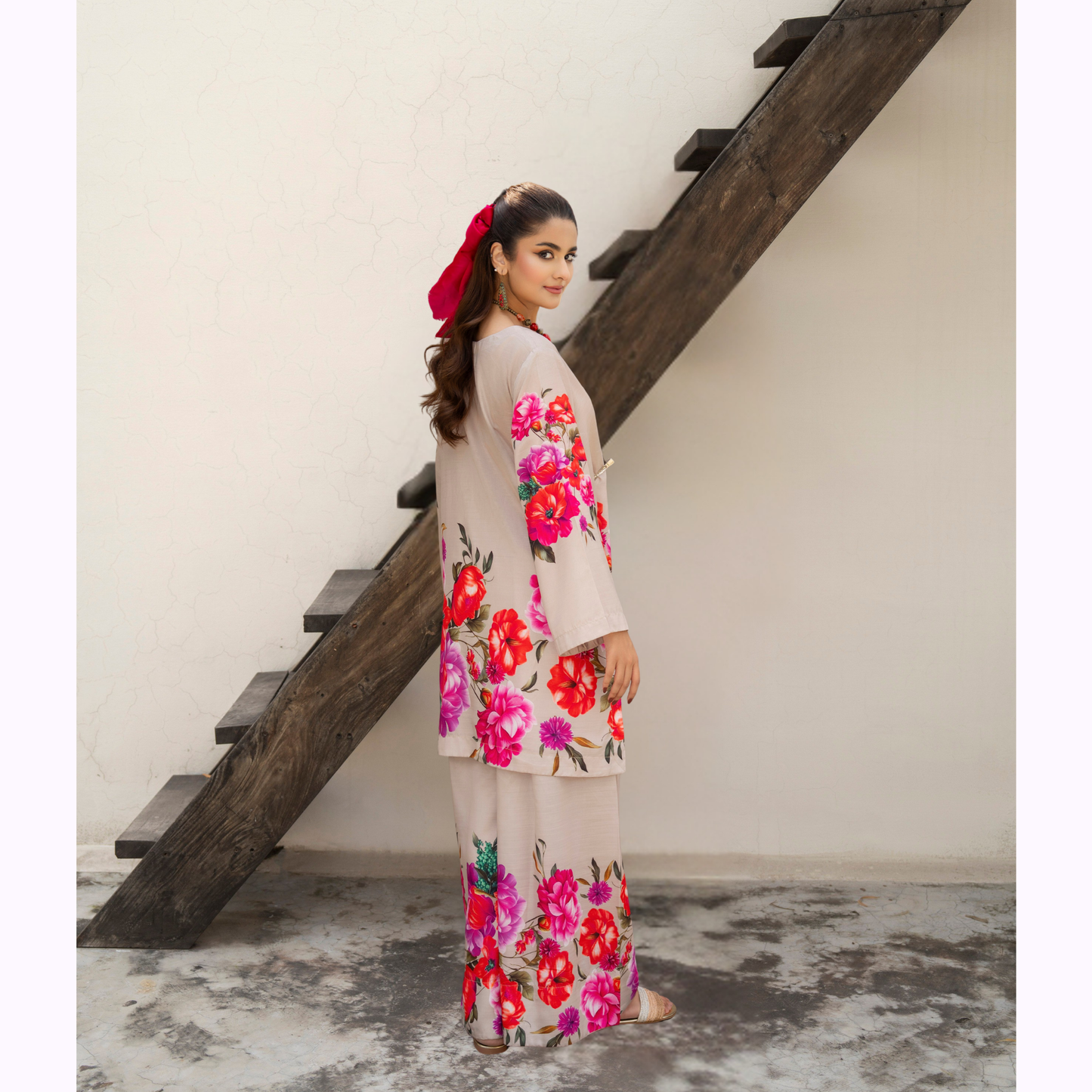 Sëleñe Raw Silk Printed Co-Ords Set by Karma Collection | Ready to Wear Modest fashion Asian
