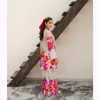 Sëleñe Raw Silk Printed Co-Ords Set by Karma Collection | Ready to Wear Modest fashion Asian