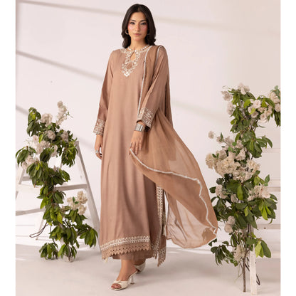 UMS-65 Lira by Simrans Embroidered Viscose Linen 3 Piece Suit | Premium Embroidered Shirt, Trouser & Dupatta | Semi Formal Women's Wear