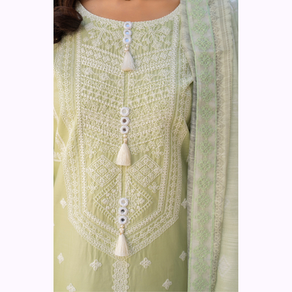 KC-1445 Embroidered Cambric Cotton Farshi Shalwar Ready to Wear 3 Pc - Karma Collection