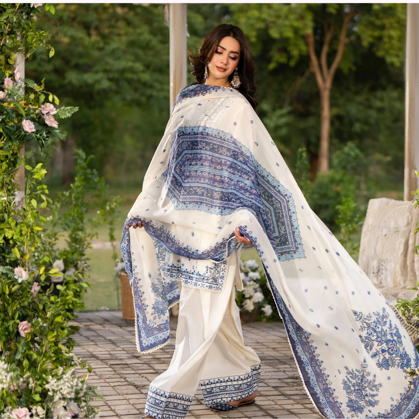 KC-1579 "Sunheri" Embroidered Festive Cambric Cotton Collection by Karma Collection