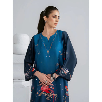UAL-09 Printed Silk Kaftan with Trouser 2 Pc Set | Ally's