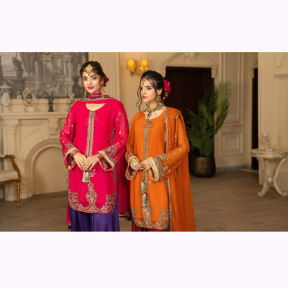 F-466 Embroidered Georgette Chiffon Farshi Shalwar Collection by karma Collection