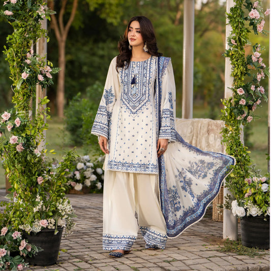 KC-1579 "Sunheri" Embroidered Festive Cambric Cotton Collection by Karma Collection