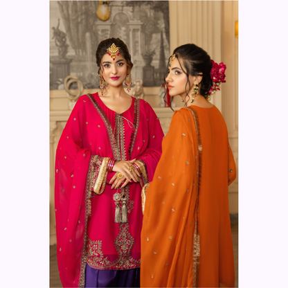 F-466 Embroidered Georgette Chiffon Farshi Shalwar Collection by karma Collection