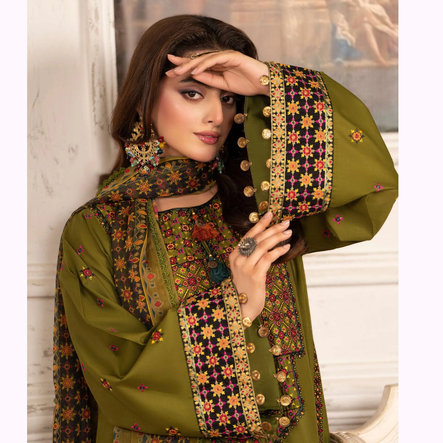 KC-1567 "Tabeer" Embroidered Festive Cambric Cotton Collection by Karma Collection