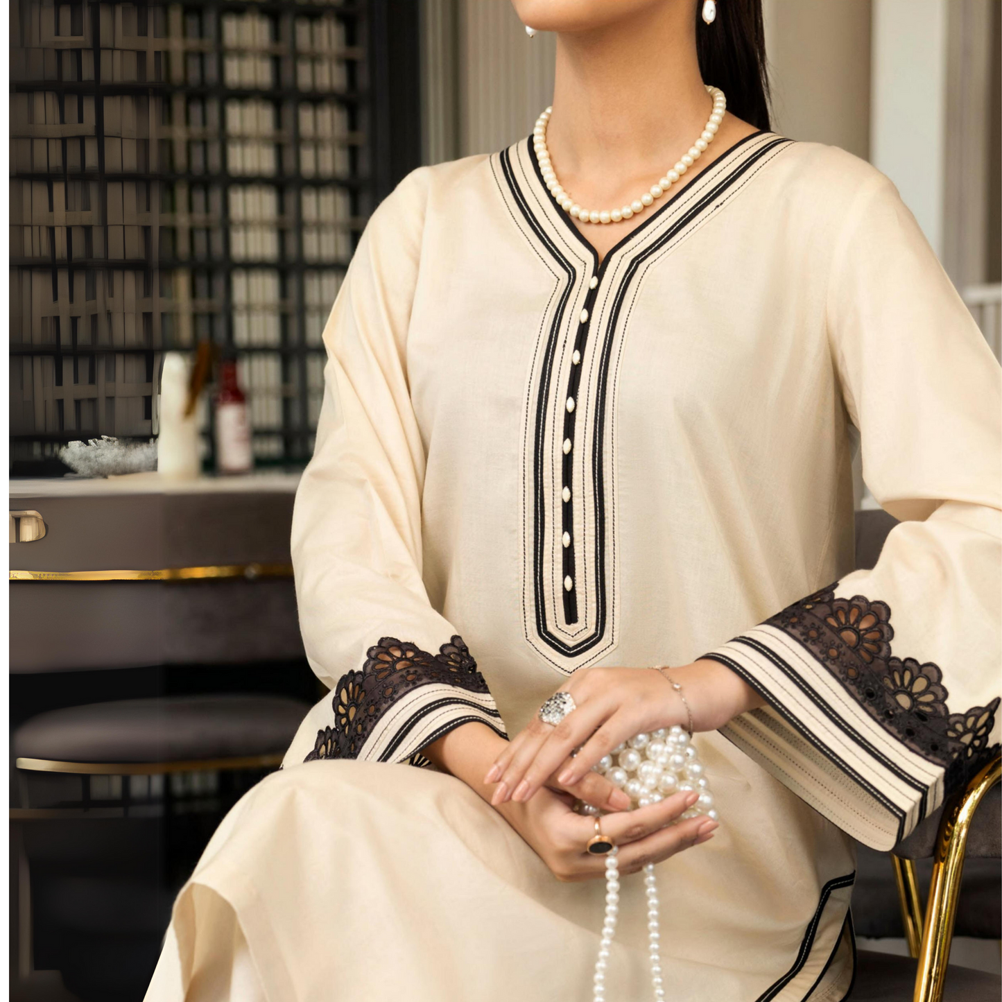Albescent White 2 Pc Linen Pakistani Co-Ords Set | Ready to Wear | Casuallite