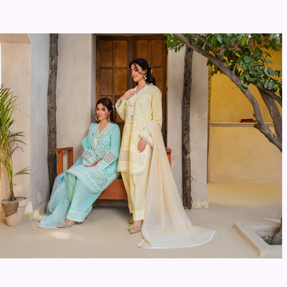 KC-1440 Embroidered Cambric Cotton Farshi Shalwar Ready to Wear 3 Pc - Karma Collection