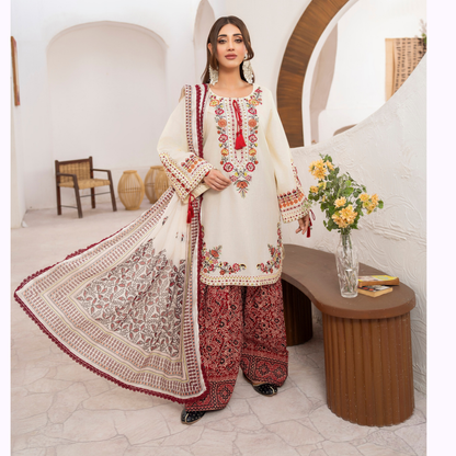 KC-1479 Embroidered Luxury Cambric Cotton farshi Shalwar Collection | Ready to Wear | Karma Collection