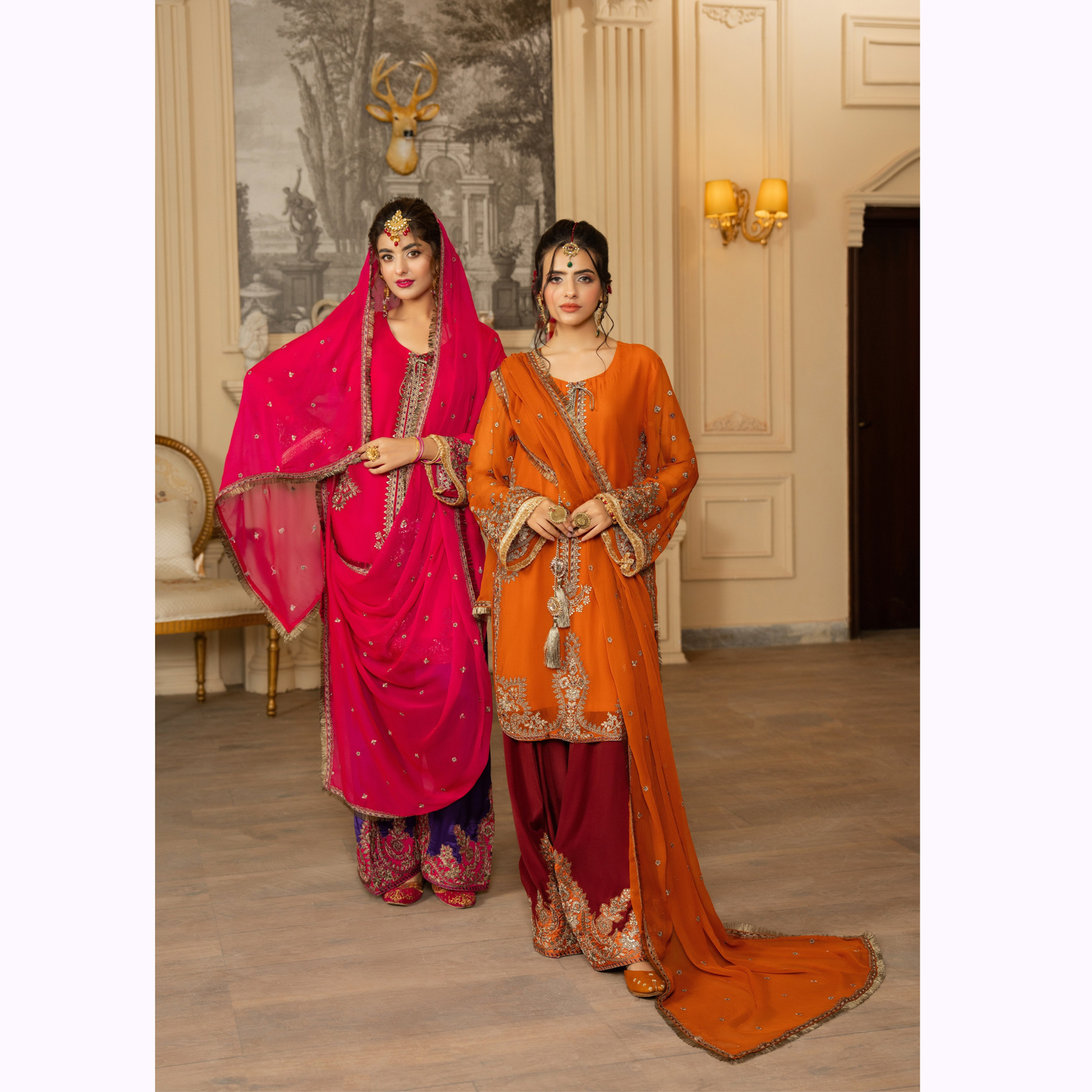 F-466 Embroidered Georgette Chiffon Farshi Shalwar Collection by karma Collection