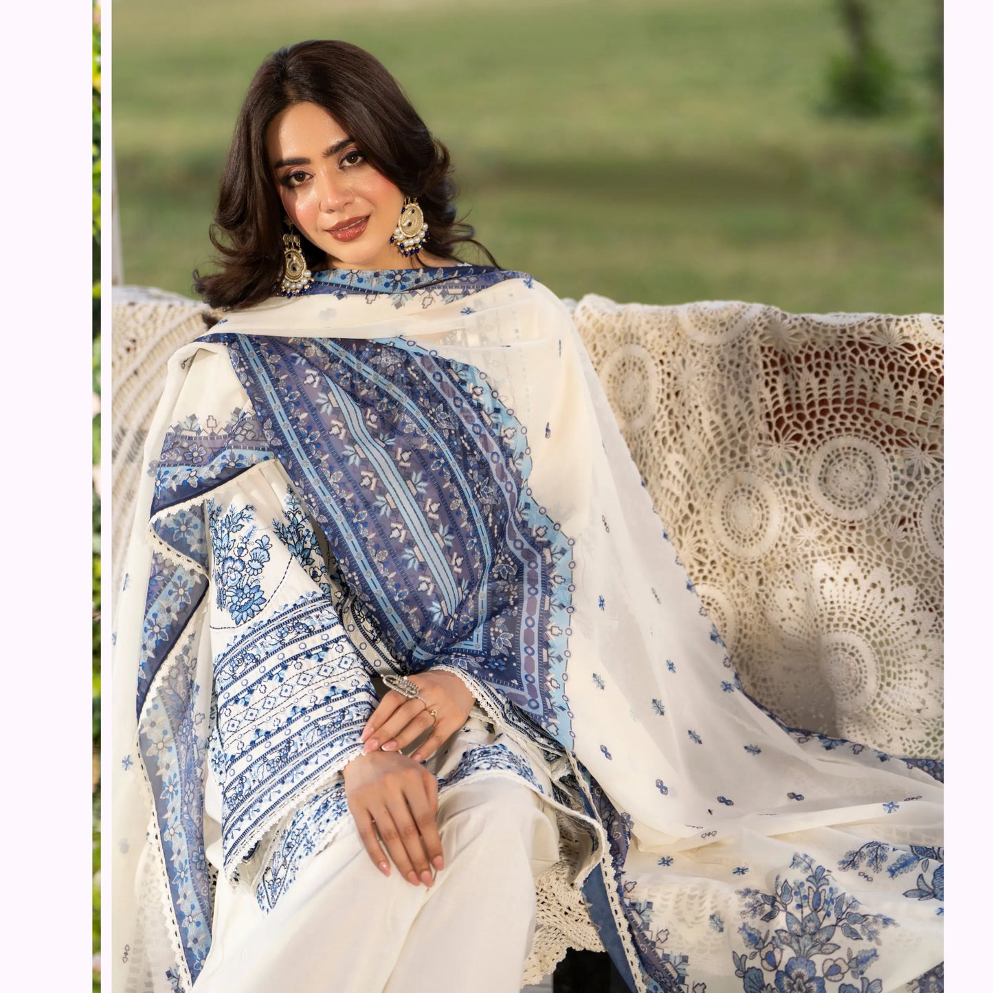 KC-1579 "Sunheri" Embroidered Festive Cambric Cotton Collection by Karma Collection