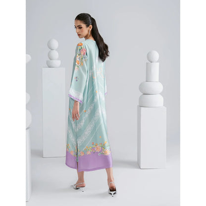 UAL-09 Printed Silk Kaftan with Trouser 2 Pc Set | Ally's