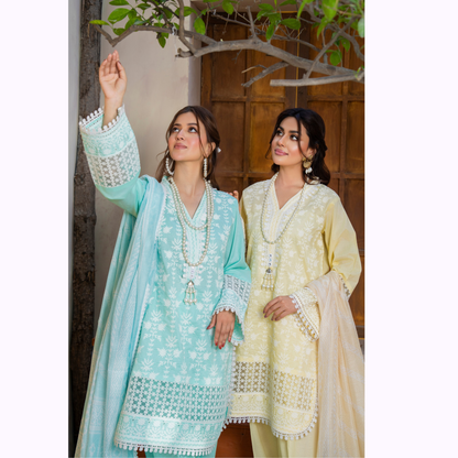 KC-1440 Embroidered Cambric Cotton Farshi Shalwar Ready to Wear 3 Pc - Karma Collection