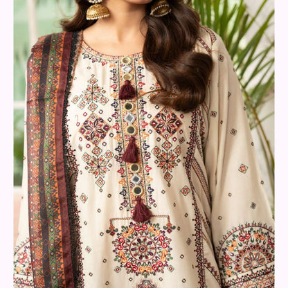 KC-1570 "Tabeer" Embroidered Festive Cambric Cotton Collection by Karma Collection