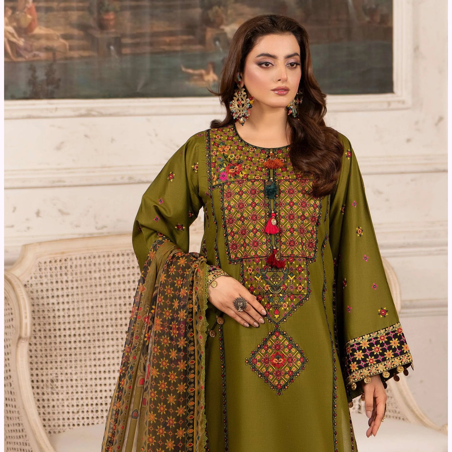 KC-1567 "Tabeer" Embroidered Festive Cambric Cotton Collection by Karma Collection