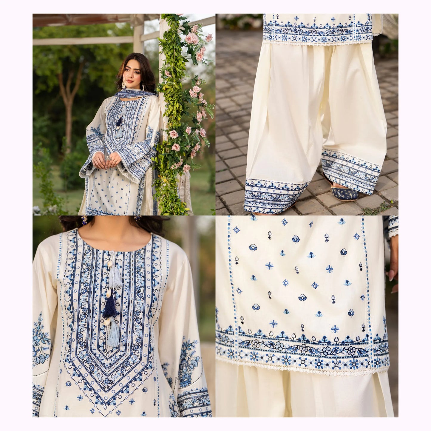 KC-1579 "Sunheri" Embroidered Festive Cambric Cotton Collection by Karma Collection