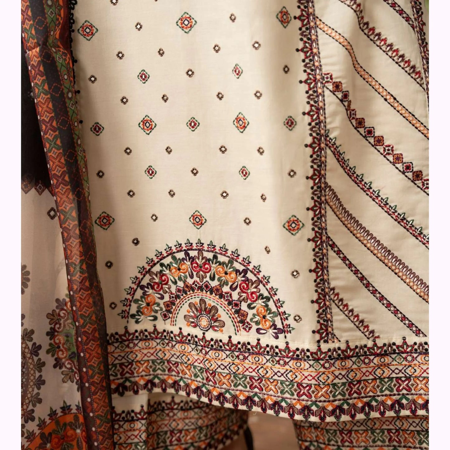 KC-1570 "Tabeer" Embroidered Festive Cambric Cotton Collection by Karma Collection