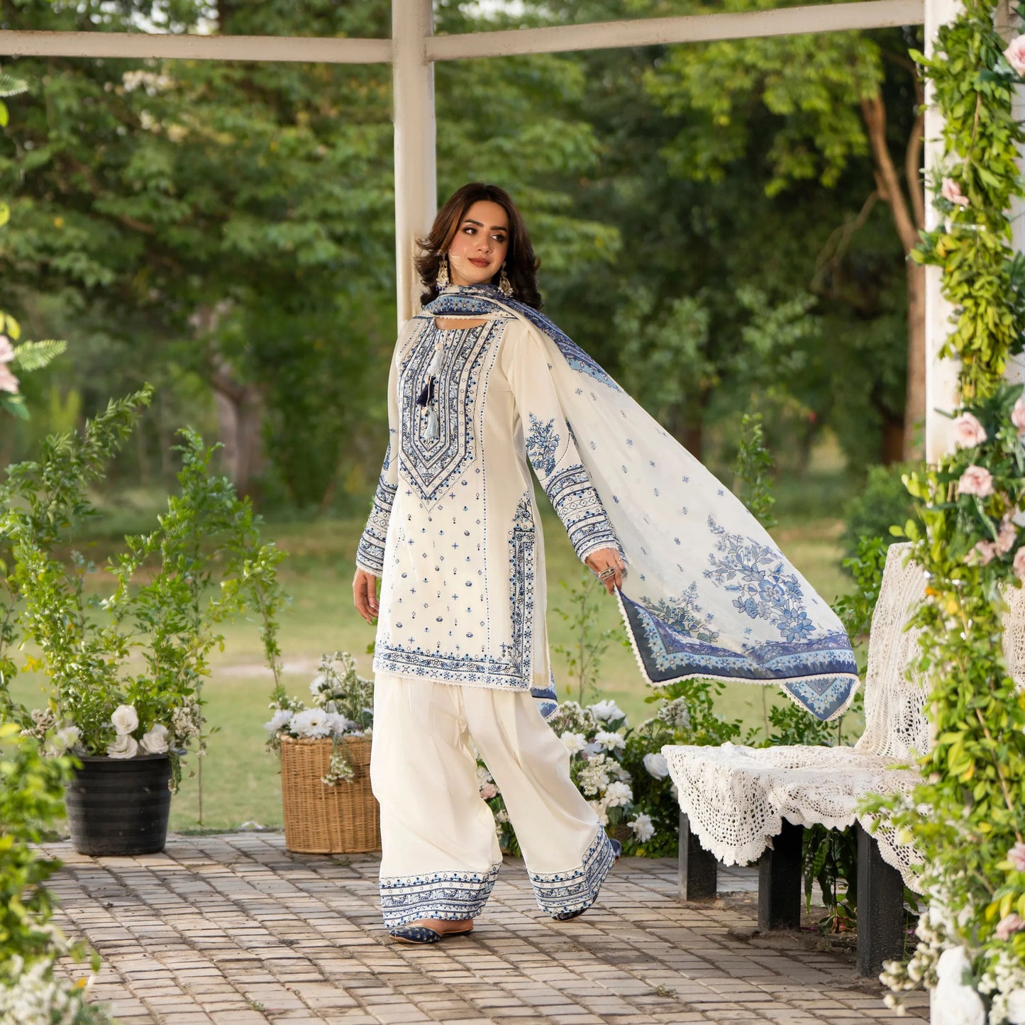 KC-1579 "Sunheri" Embroidered Festive Cambric Cotton Collection by Karma Collection