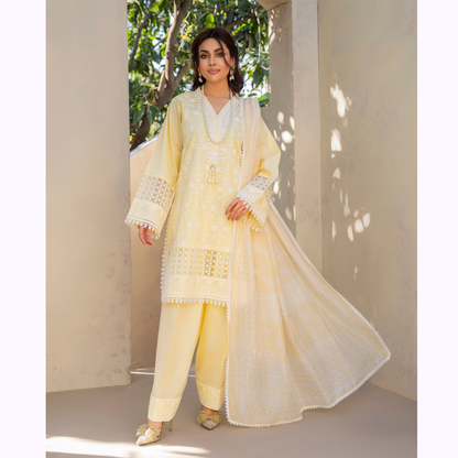 KC-1440 Embroidered Cambric Cotton Farshi Shalwar Ready to Wear 3 Pc - Karma Collection