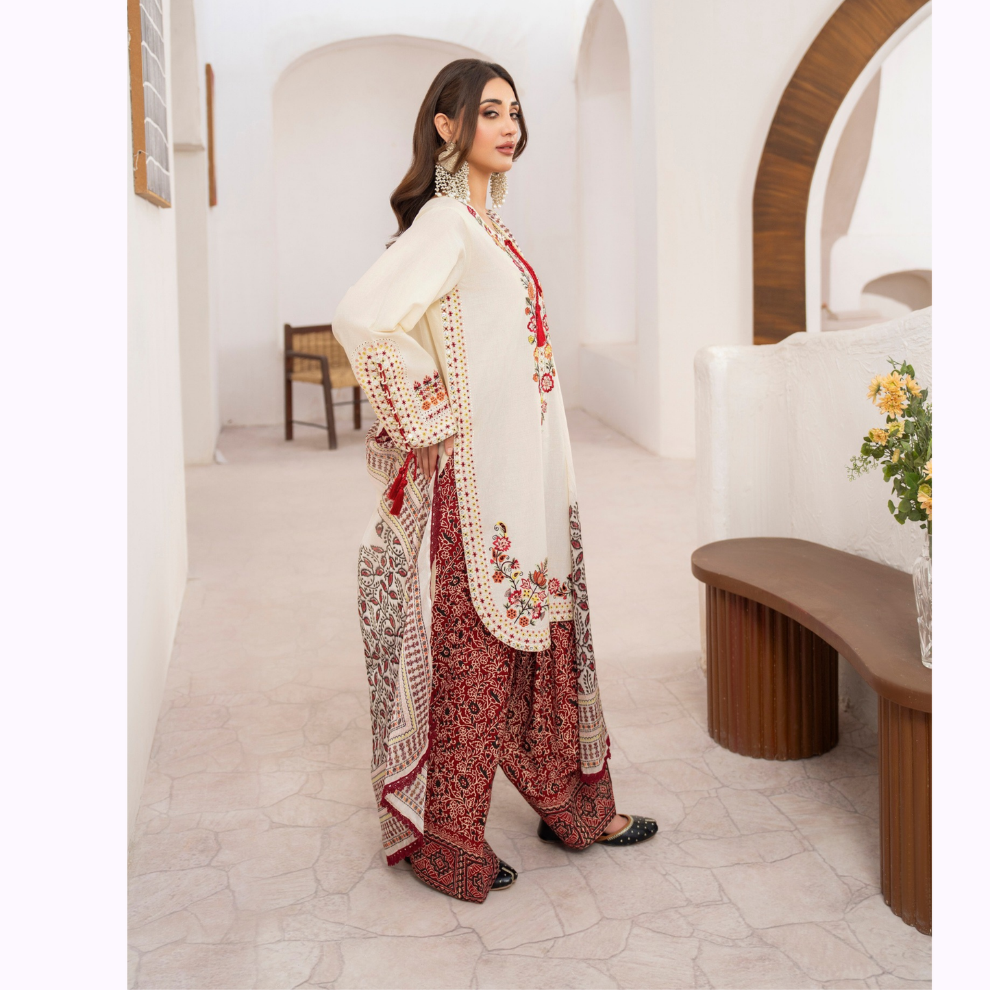 KC-1479 Embroidered Luxury Cambric Cotton farshi Shalwar Collection | Ready to Wear | Karma Collection