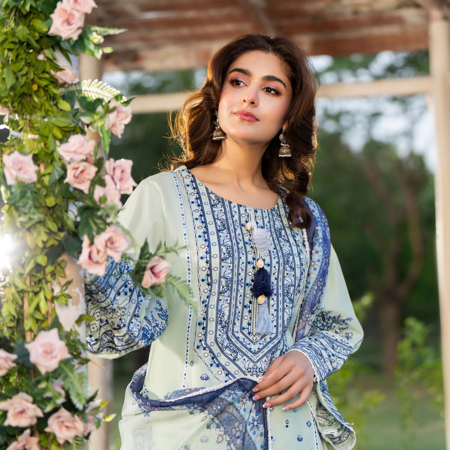 KC-1579 "Sunheri" Embroidered Festive Cambric Cotton Collection by Karma Collection