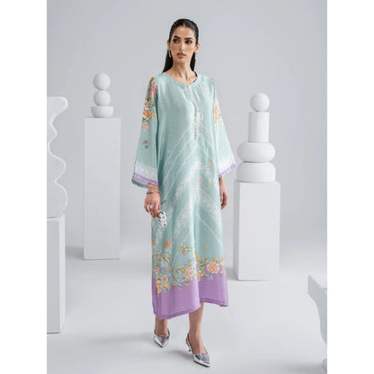 UAL-09 Printed Silk Kaftan with Trouser 2 Pc Set | Ally's