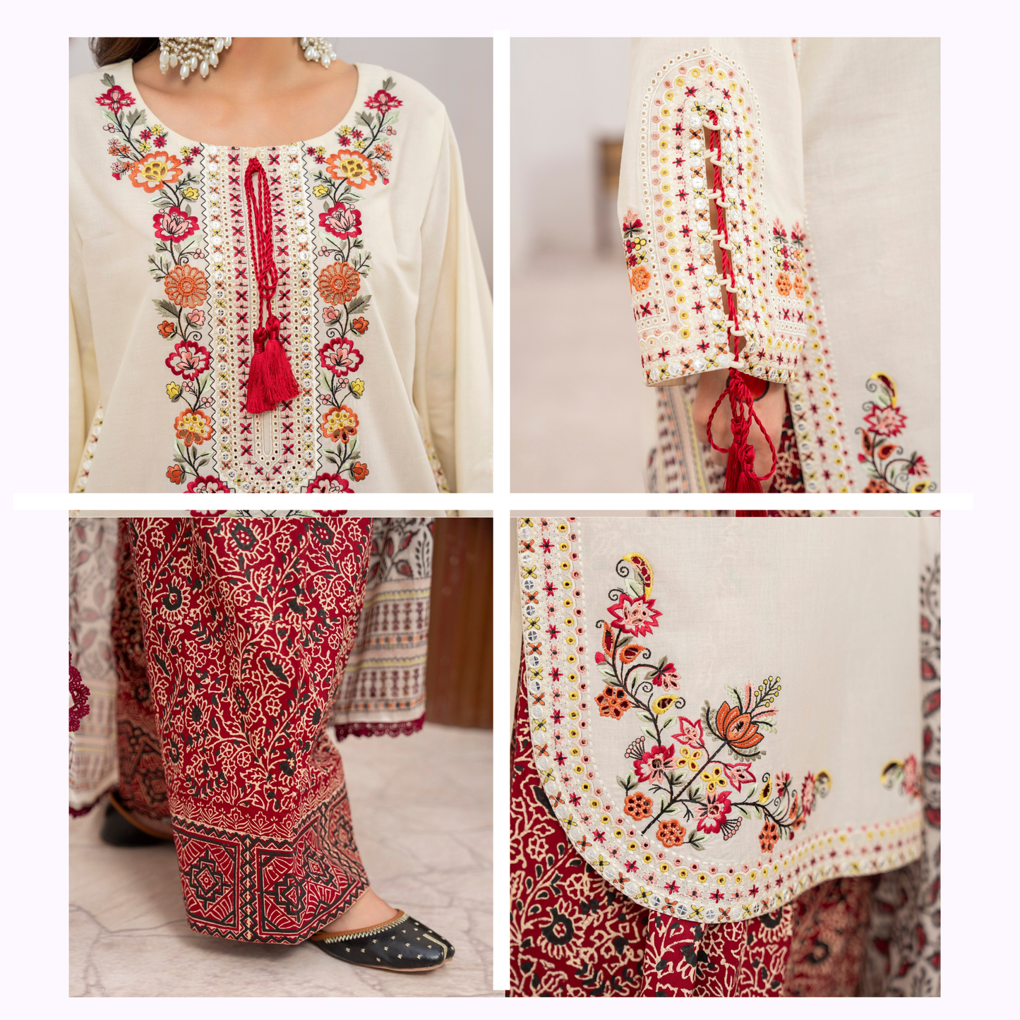 KC-1479 Embroidered Luxury Cambric Cotton farshi Shalwar Collection | Ready to Wear | Karma Collection