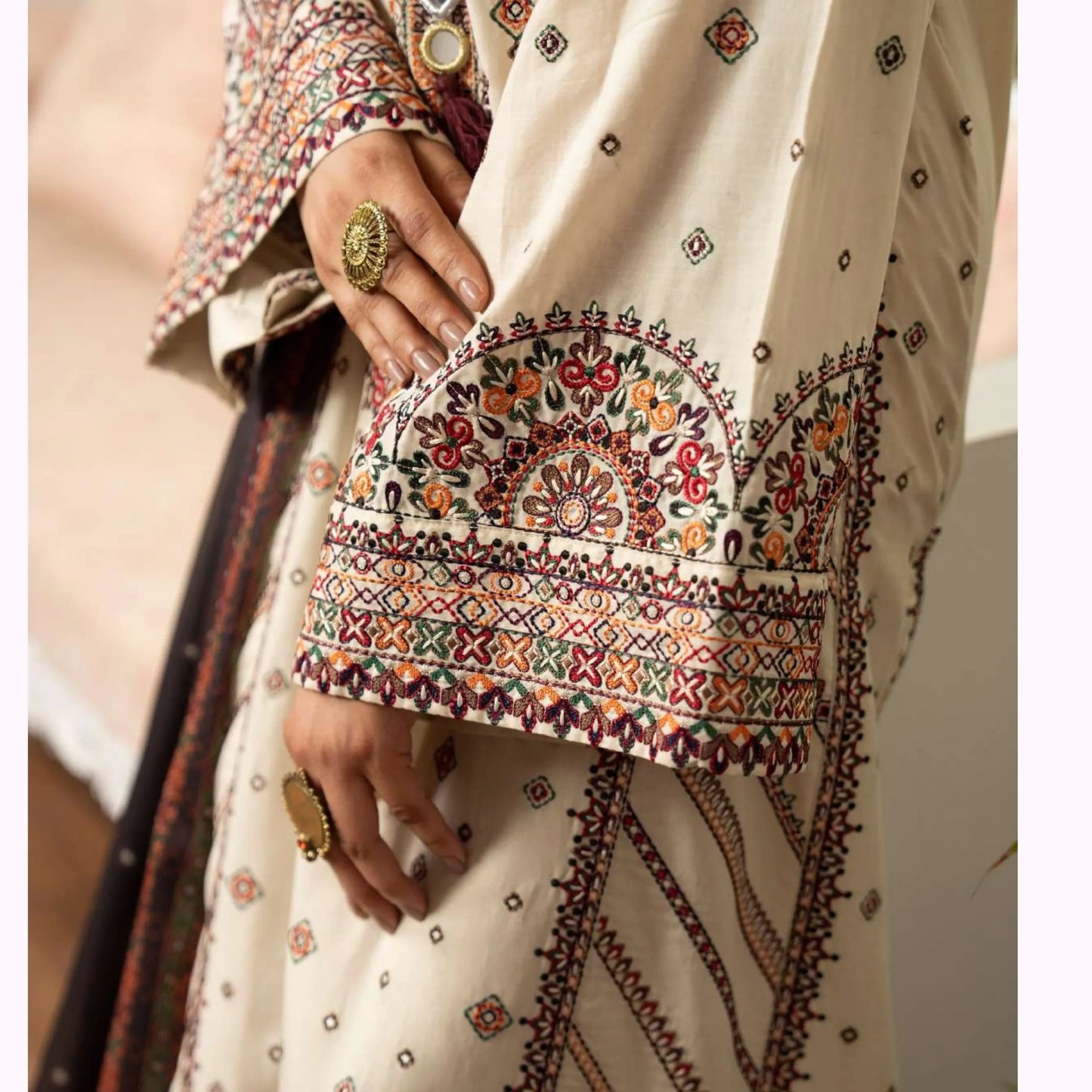 KC-1570 "Tabeer" Embroidered Festive Cambric Cotton Collection by Karma Collection