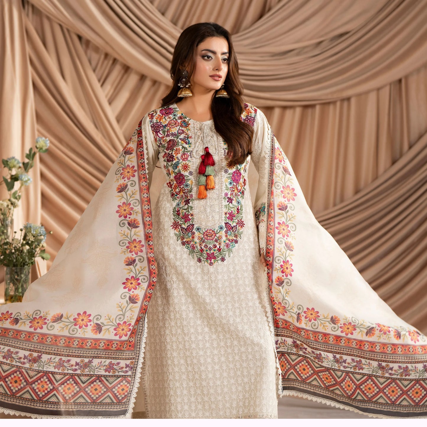 KC-1584 "AYRA" Embroidered Cambric Cotton Collection by Karma Collection