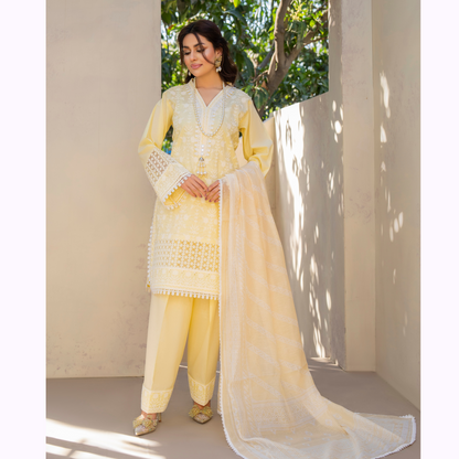 KC-1440 Embroidered Cambric Cotton Farshi Shalwar Ready to Wear 3 Pc - Karma Collection