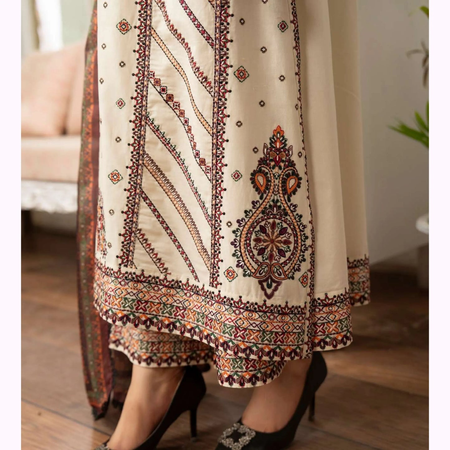 KC-1570 "Tabeer" Embroidered Festive Cambric Cotton Collection by Karma Collection