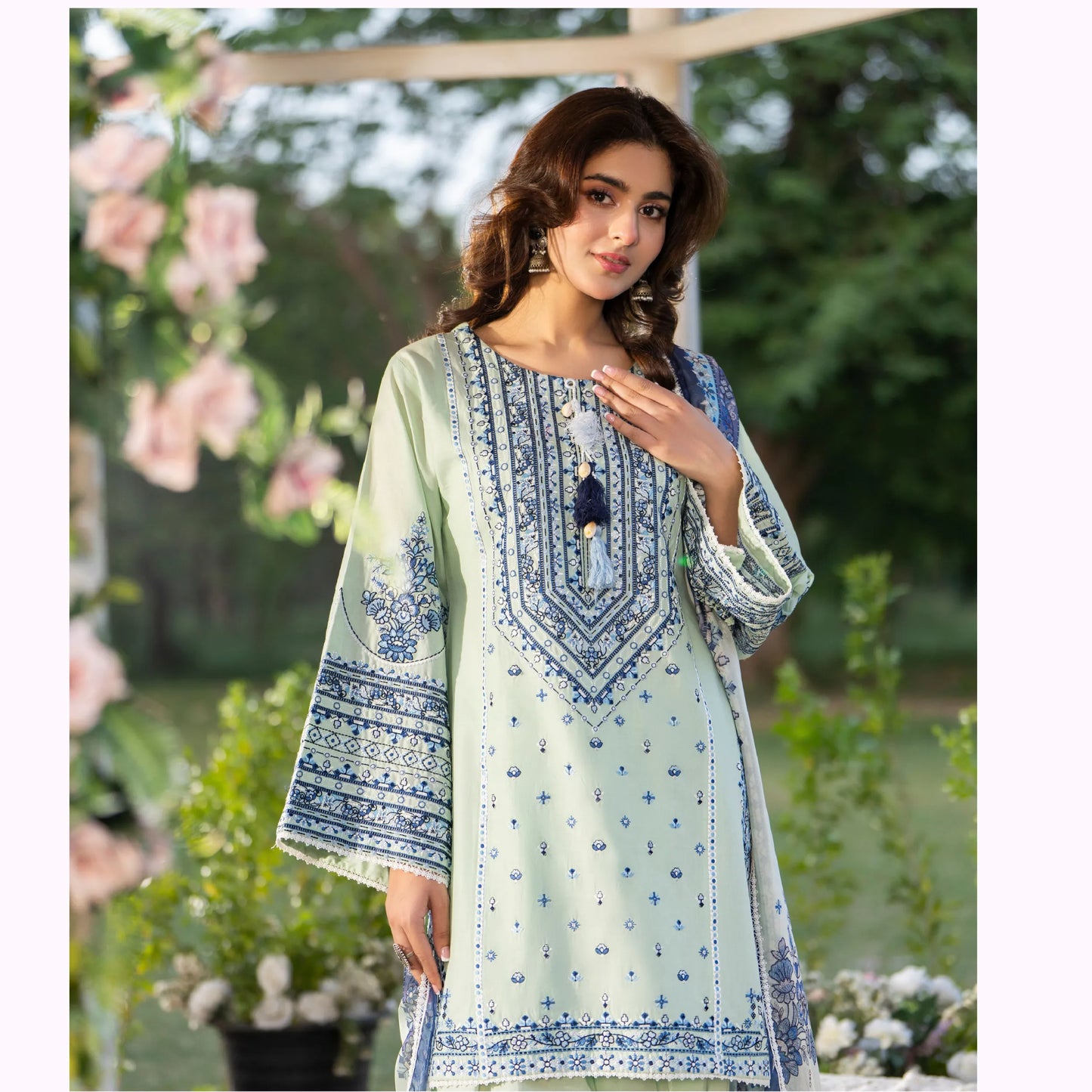KC-1579 "Sunheri" Embroidered Festive Cambric Cotton Collection by Karma Collection