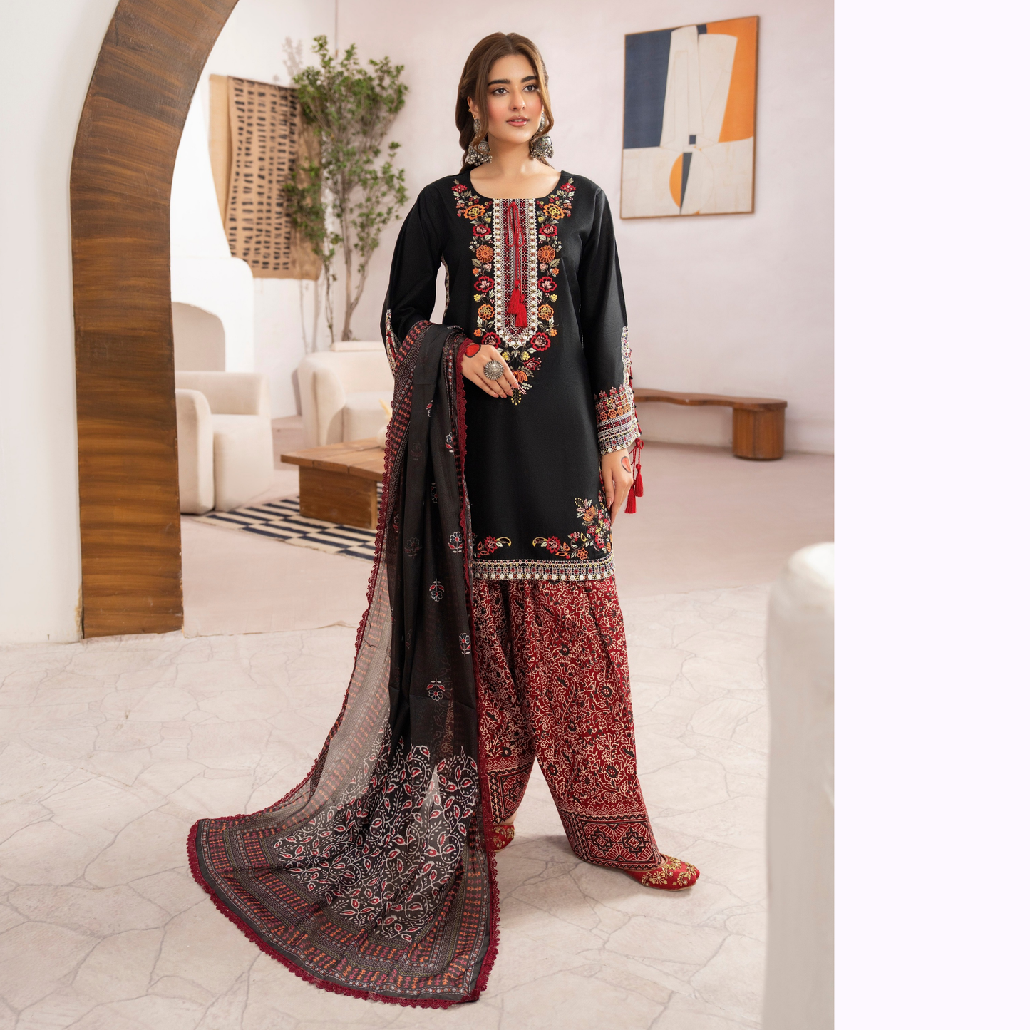 KC-1479 Embroidered Luxury Cambric Cotton farshi Shalwar Collection | Ready to Wear | Karma Collection