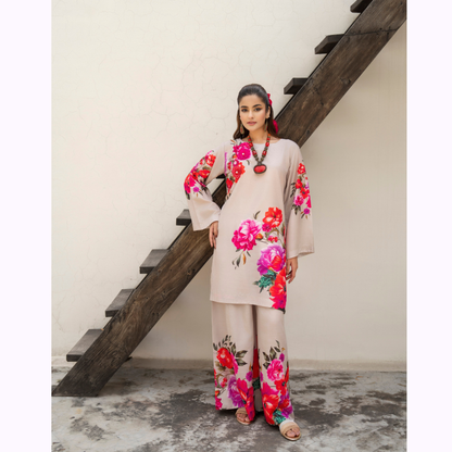 Sëleñe Raw Silk Printed Co-Ords Set by Karma Collection | Ready to Wear Modest fashion Asian