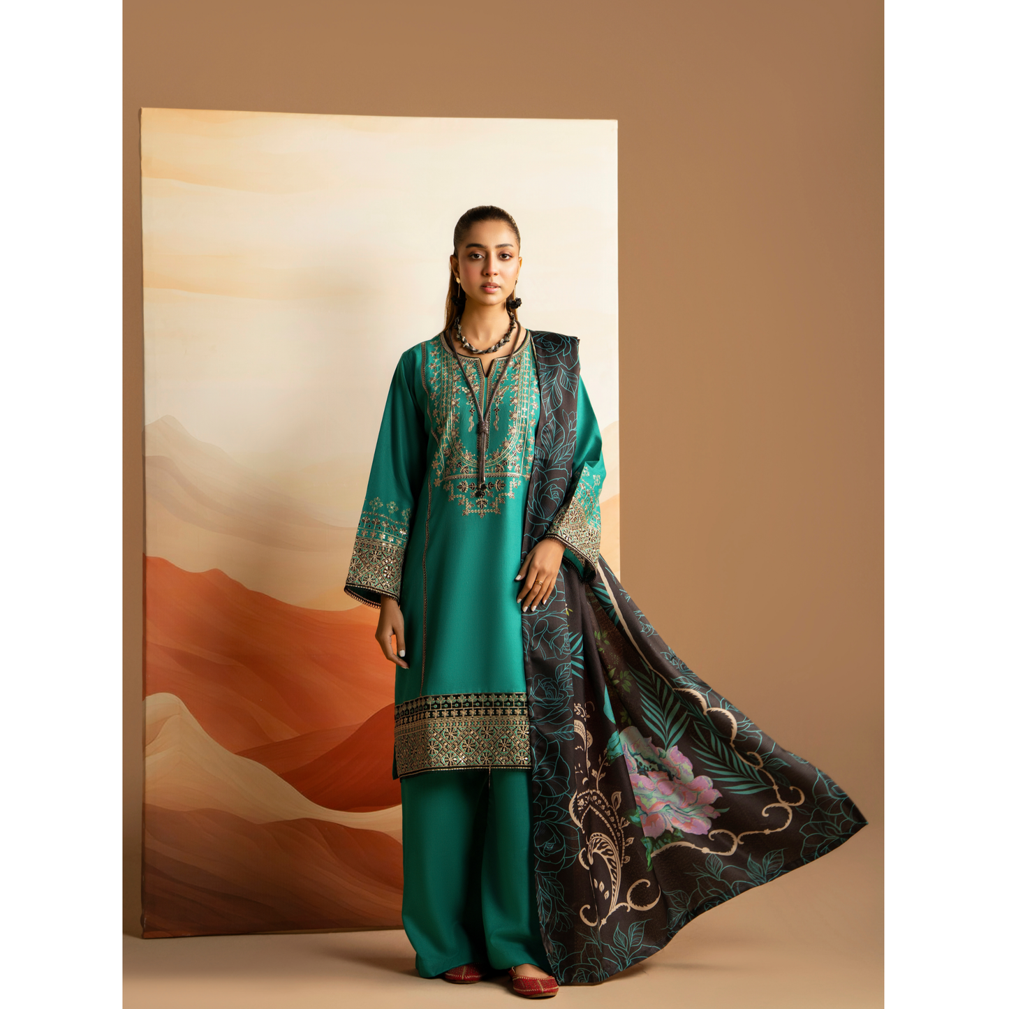 RA-25 Embroidered Dhanak Collection by Raniya.h